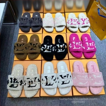 Női gyapjú papucs lamb gyapjú bélés, gumírozott talp, slip-on, lapos talp, légáteresztő