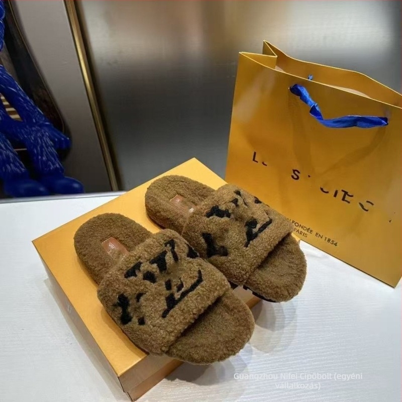 Női gyapjú papucs lamb gyapjú bélés, gumírozott talp, slip-on, lapos talp, légáteresztő