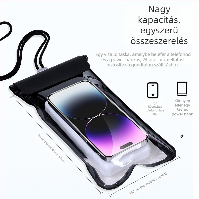 Áttetsző, vízálló telefontok érintőképernyővel, úszáshoz és merüléshez