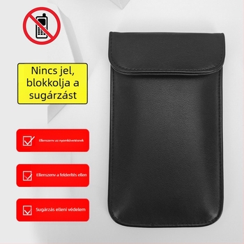Mobiltelefon jelvédő taska, PU anyag, nano szigetelő bélés, varrott kivitel, testreszabható