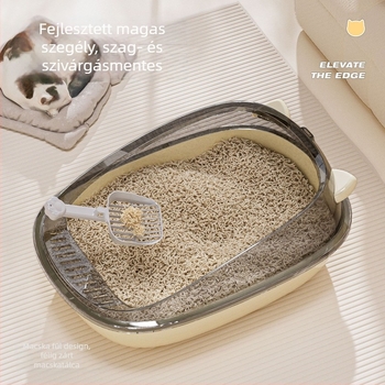 Nyitott macskaalmotál, anti-fröccsenés, alacsony küszöb, macskafül dizájn, PP anyag, Hongyang márka, 22 db/ doboz