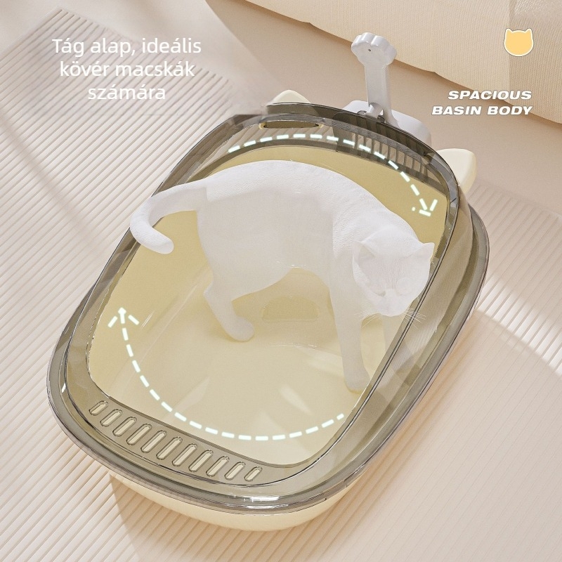 Nyitott macskaalmotál, anti-fröccsenés, alacsony küszöb, macskafül dizájn, PP anyag, Hongyang márka, 22 db/ doboz