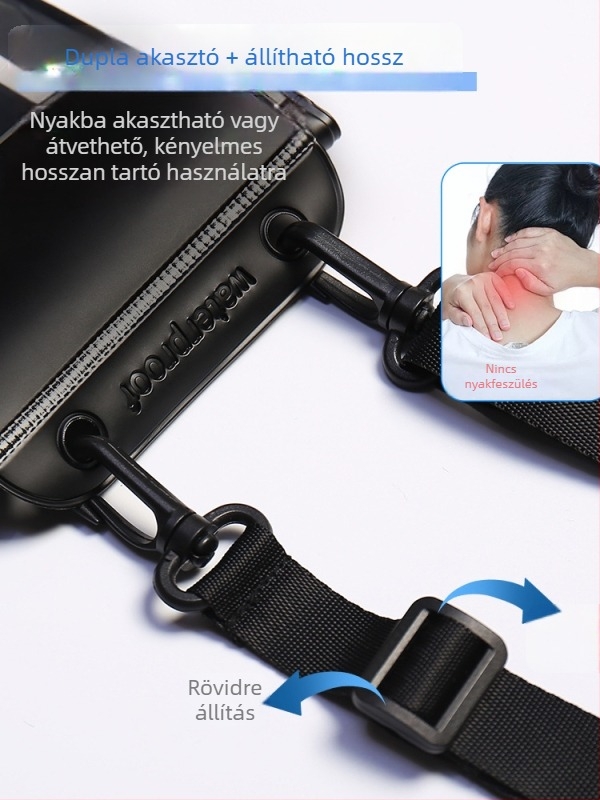 Vízálló mobiltelefon-táska, újratölthető, kültéri használatra, keresztpántos, nagy kapacitású, érintőképernyő-kompatibilis