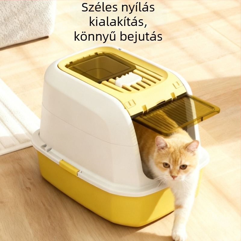 Teljesen zárt macskaalom-tál, szagzáró, fiókos dizájn, automata, fröccsenés elleni, megfizethető