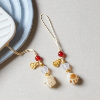 Mobiltelefon medál szénhez égetett Bodhi gyökérrel, macska karma talizmán, uniszex dekorat medál a táskára