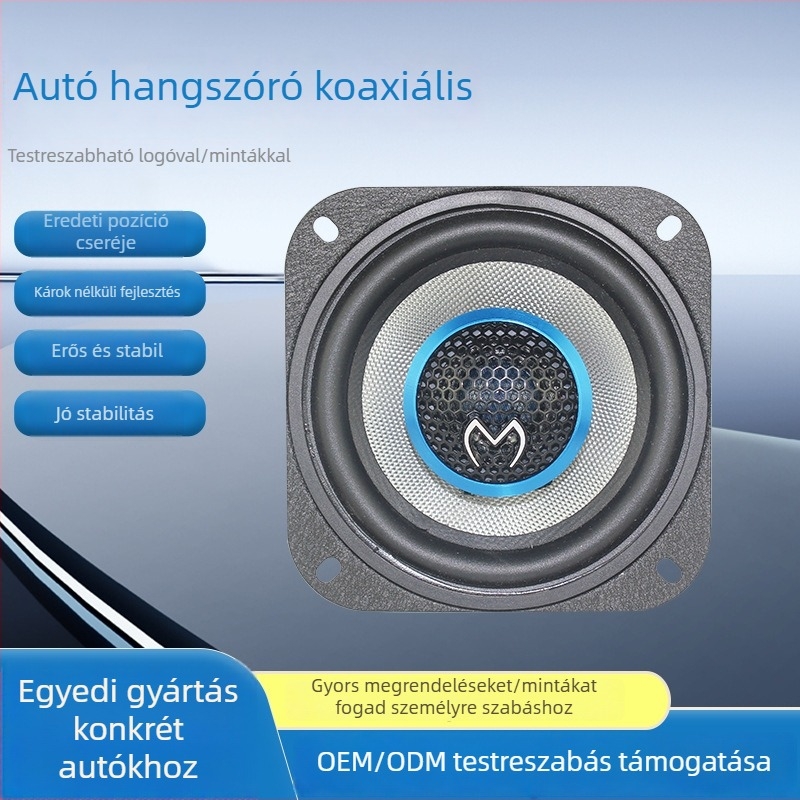 Autóba szerelt koaxiális hangszóró, magas hűségű hangzás, üvegszál diafragma, külső mágneses rendszer, Magic Voice