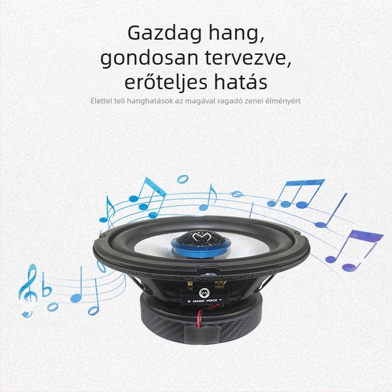 Autóba szerelt koaxiális hangszóró, magas hűségű hangzás, üvegszál diafragma, külső mágneses rendszer, Magic Voice