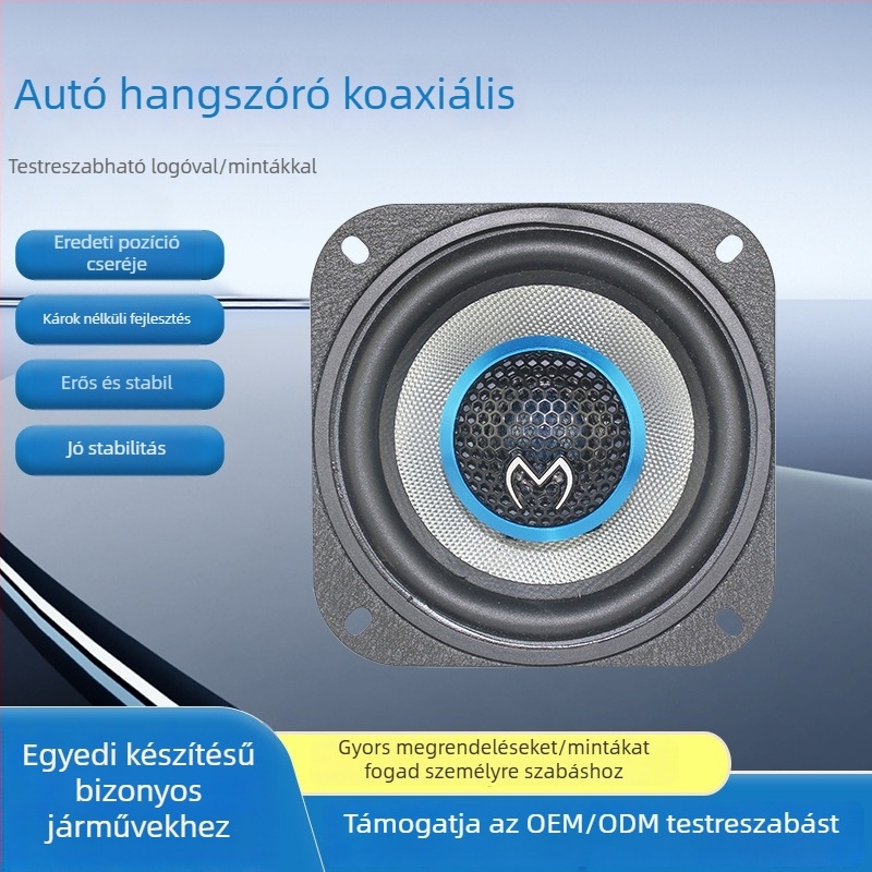 Autóba szerelt koaxiális hangszóró, magas hűségű hangzás, üvegszál diafragma, külső mágneses rendszer, Magic Voice