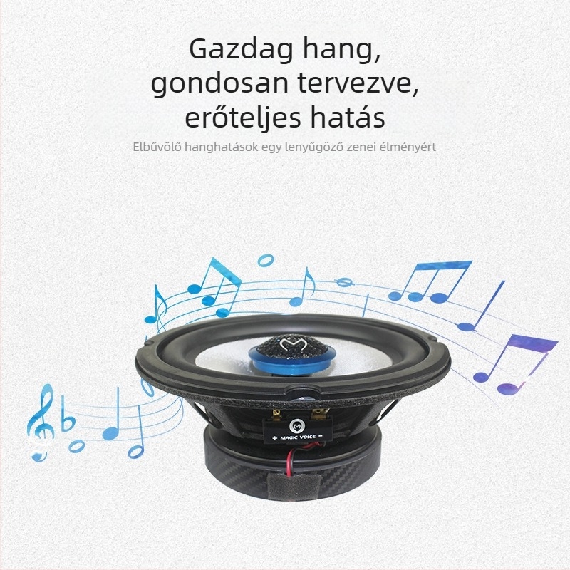 Autóba szerelt koaxiális hangszóró, magas hűségű hangzás, üvegszál diafragma, külső mágneses rendszer, Magic Voice