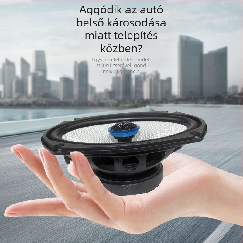 Autóba szerelt koaxiális hangszóró, magas hűségű hangzás, üvegszál diafragma, külső mágneses rendszer, Magic Voice