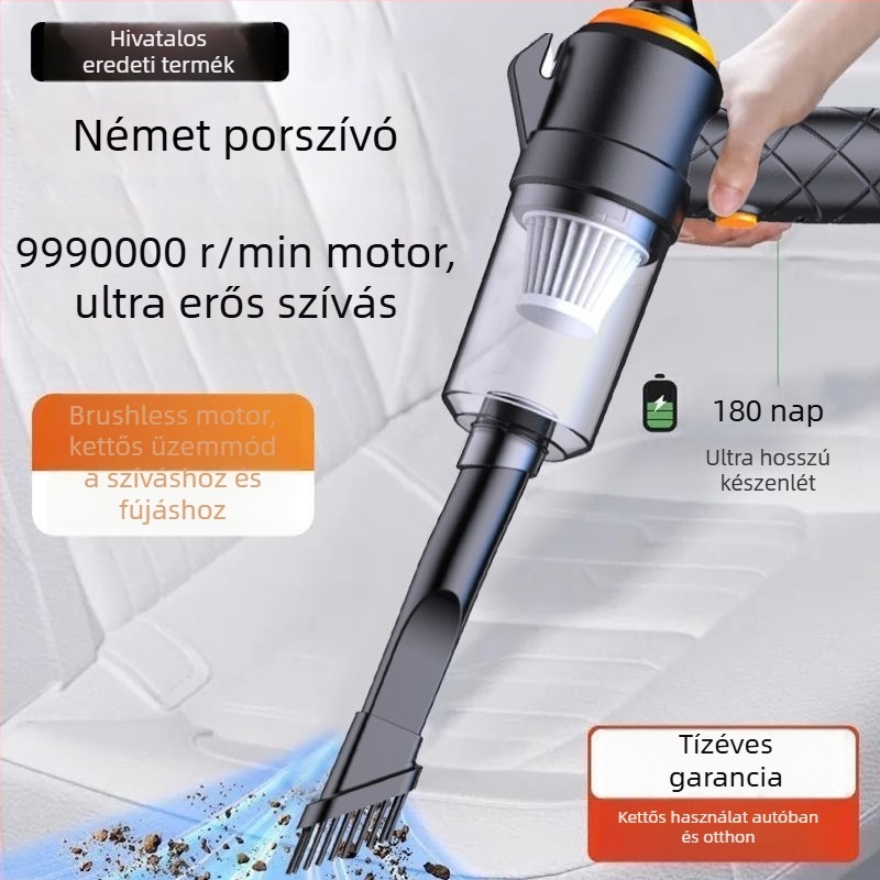 HEPA autóporszívó, 11000 Pa szívás, 220V-os tápegység, hordozható kivitel