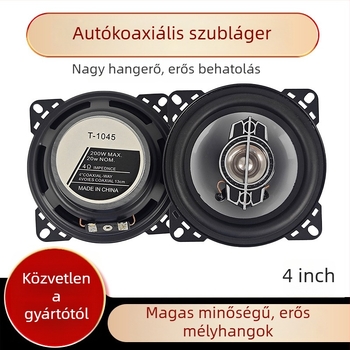 Autó koaxiális hangszóró egyedülálló hangtekercssel, PP membrán, 4 Ω, 60 Hz–20 kHz, 92 dB