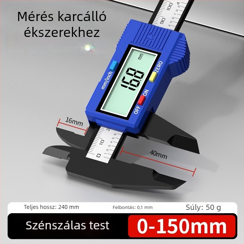 Nagy pontosságú digitális tolómérő, műanyag mini, 0–15 cm, ékszerekhez és kézműves projektekhez