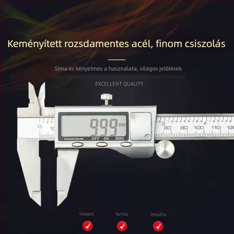 Digitális tolómérő LCD kijelzővel, mérési tartomány 0-150/100 mm, nagy pontosság ékszerekhez és kézműves tevékenységekhez