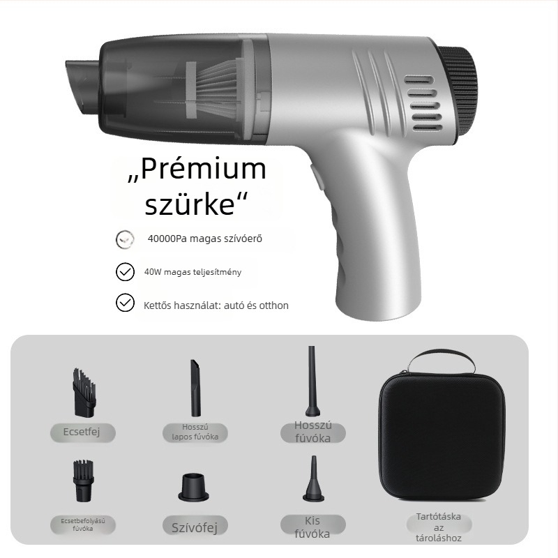 Vezeték nélküli autós porszívó, 100 W, 6000 Pa szívóerő, ≤36 V, újratölthető