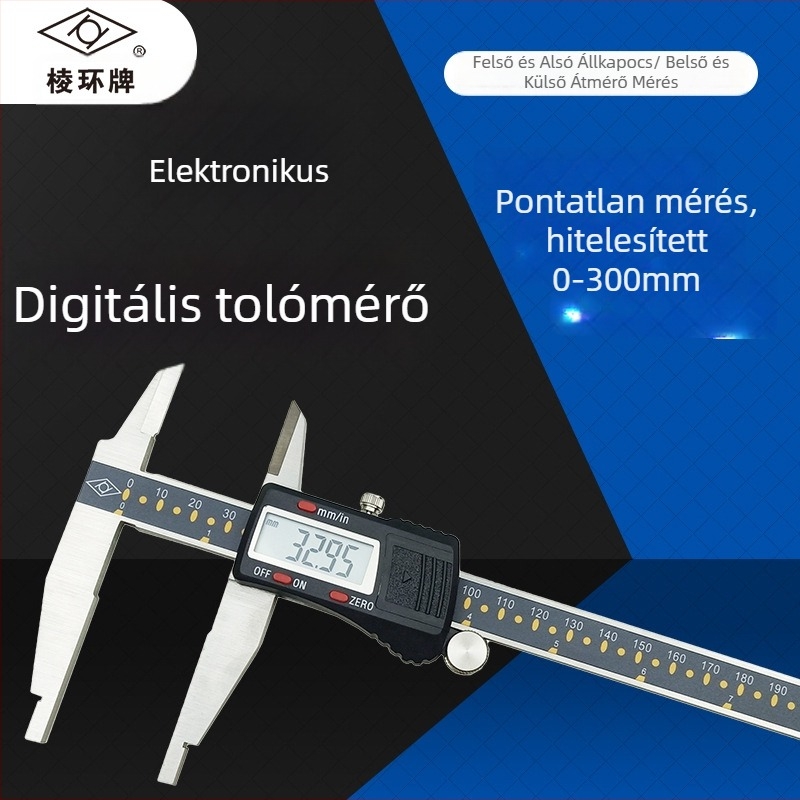 Digitális tolómérő 0-300 mm, felső és alsó állkapcsok, kettős külső állkapcsok, belső és külső átmérő mérés