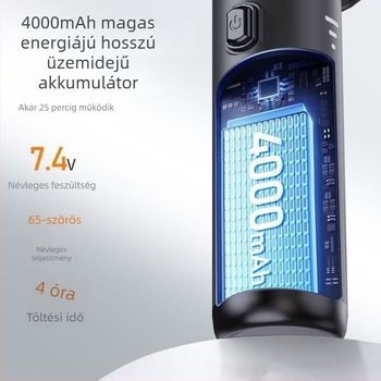 Kézi autó belső porszívó – 11.1V, 75W, 20000Pa beszívás, 20 perc üzemidő, vezeték nélküli