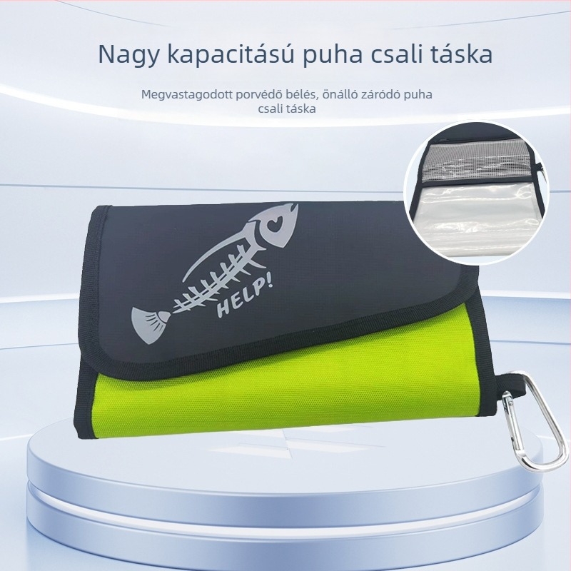 Tengeri horgász táska, vízálló, nagy kapacitású, levehető puha csali tartóval, Oxford anyagból