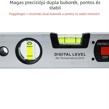 Mágneses digitális vízmérték alumíniumötvözetes tokkal, magas pontosságú elektronikus kijelző, vonalzó és többfunkciós dekoratív eszköz