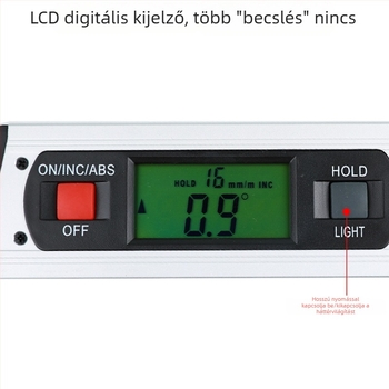 Mágneses digitális vízmérték alumíniumötvözetes tokkal, magas pontosságú elektronikus kijelző, vonalzó és többfunkciós dekoratív eszköz