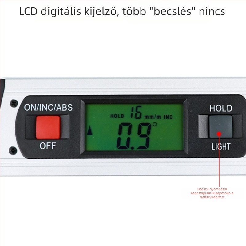 Mágneses digitális vízmérték alumíniumötvözetes tokkal, magas pontosságú elektronikus kijelző, vonalzó és többfunkciós dekoratív eszköz