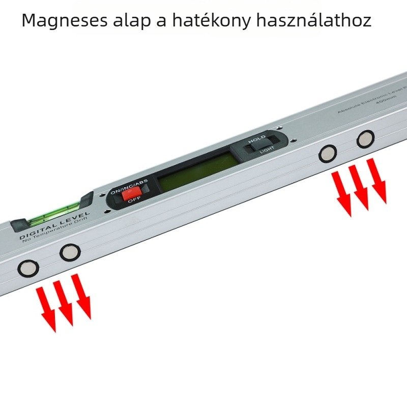 Mágneses digitális vízmérték alumíniumötvözetes tokkal, magas pontosságú elektronikus kijelző, vonalzó és többfunkciós dekoratív eszköz