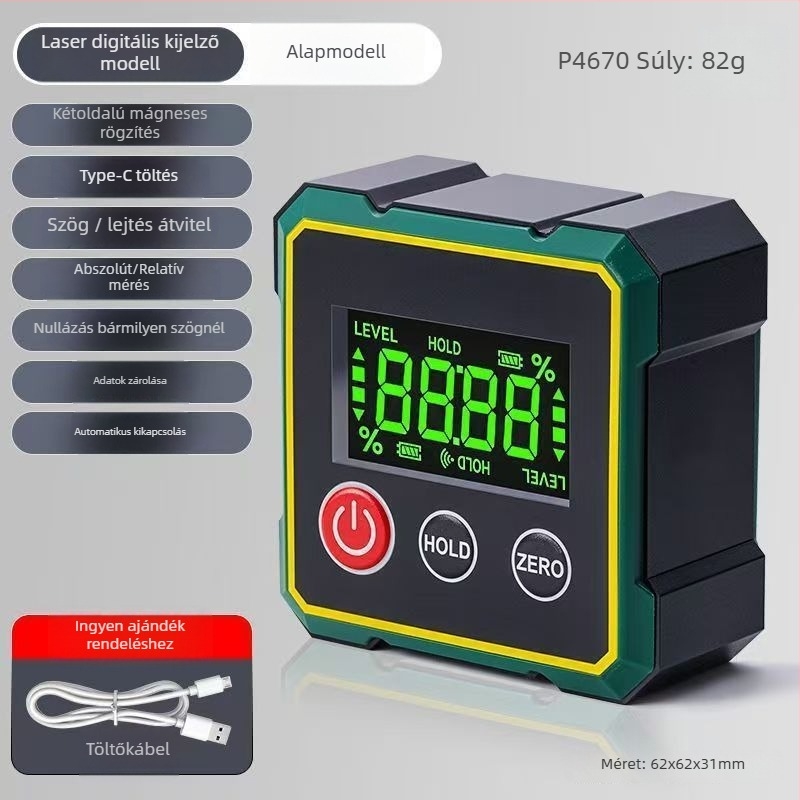 Mágneses vízszintes szögmérő, mini protractor, lejtésmérő, elektronikus digitális inclinometer