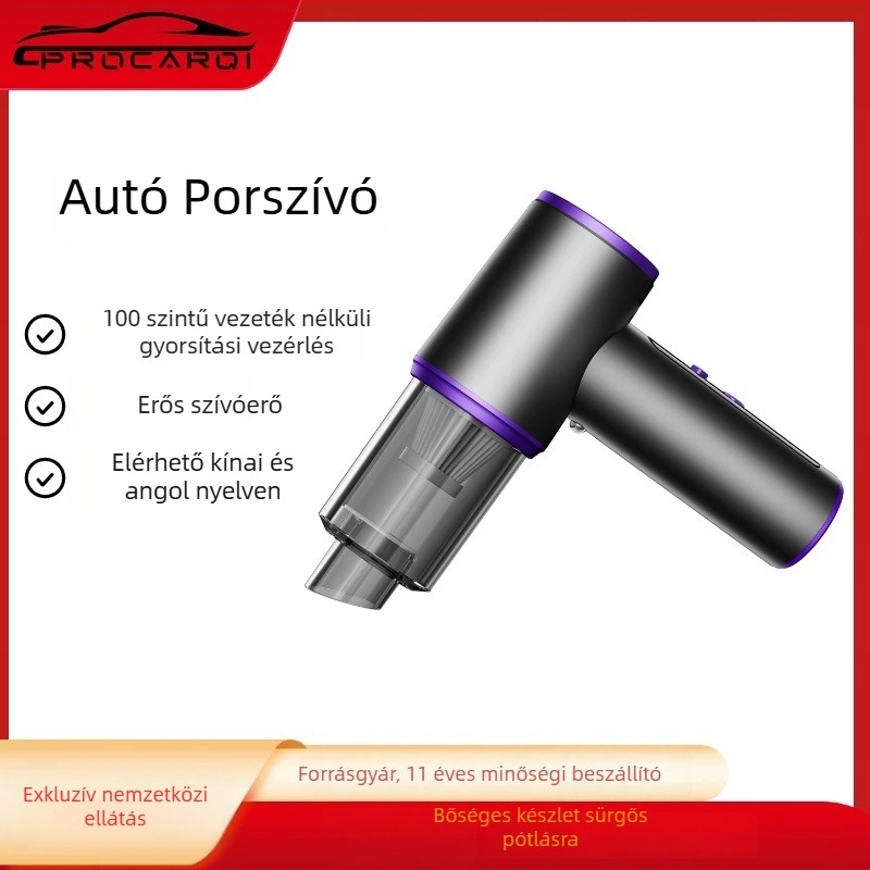 Vezeték nélküli kézi porszívó autóhoz és otthonhoz brushless motorral, 16 000 Pa szívás