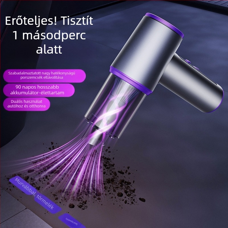 Vezeték nélküli kézi porszívó autóhoz és otthonhoz brushless motorral, 16 000 Pa szívás
