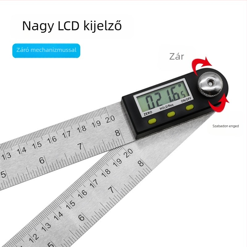 Digitális szögmérő rozsdamentes acélból faipari használatra