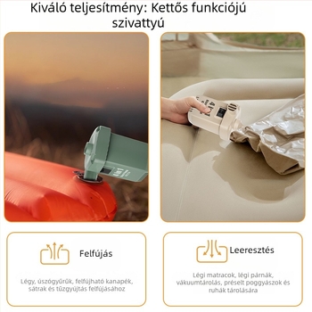 Hordozható autó légpumpa felfújásra és deflációra, kompakt elektromos pumpa USB töltéssel, kültéri kempingezéshez