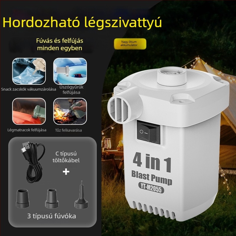 Hordozható autó légpumpa felfújásra és deflációra, kompakt elektromos pumpa USB töltéssel, kültéri kempingezéshez