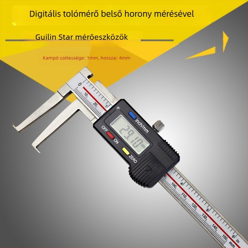 Digitális tolómérő belső hornyolt kivitelben belső mérésekhez — tartomány 14–150 mm, csúcs hossza 40 mm, belső átmérő mérés