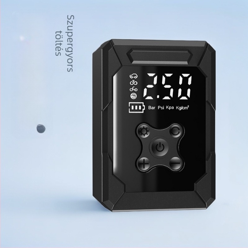 Hordozható vezeték nélküli autógumi pumpa digitális kijelzővel (7.4V, 80W, 45 L/min)