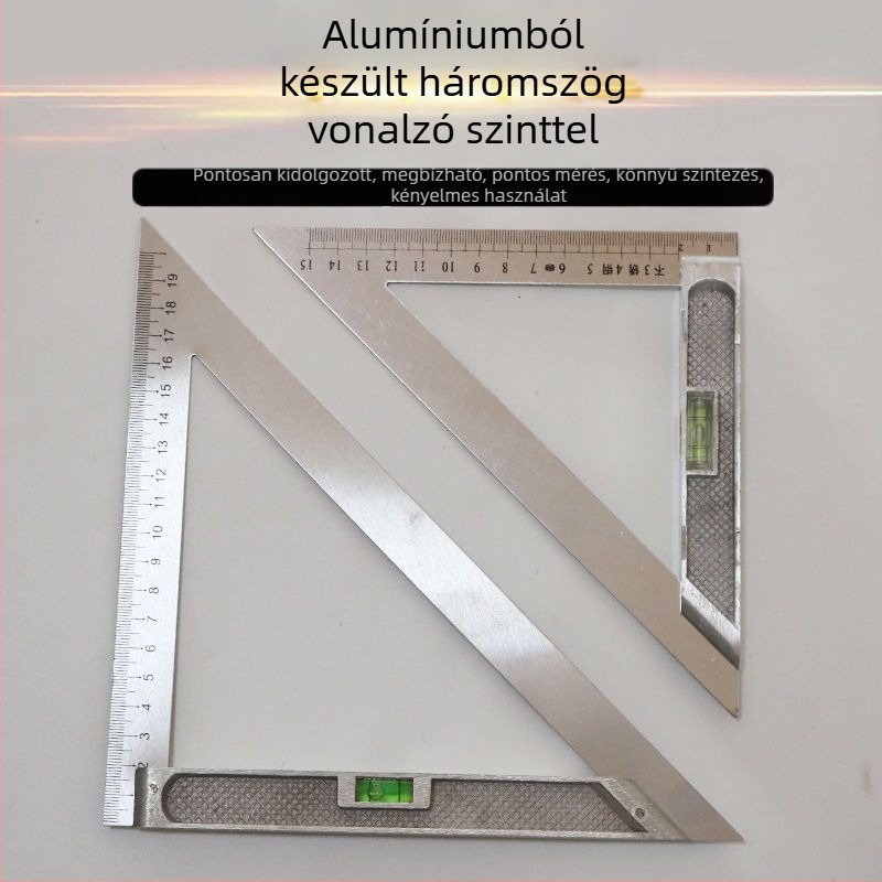 Unique 45°-os háromszögvonalzó rozsdamentes acélból és alumíniumötvözetből – faipari használatra, nagy pontosságú, többfunkciós