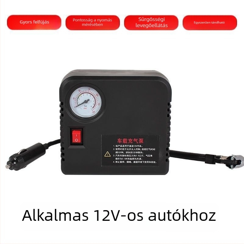 Elektromos járművek levegőpumpája - 220W, többhengeres kialakítás, digitális kijelző, figyelmeztető fény