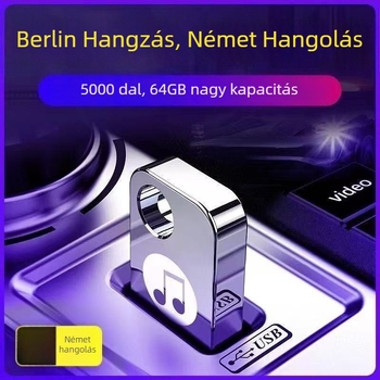 Autó USB pendrive 64GB, alumínium ötvözet, USB táplálás, MP3/MP4 lejátszás, kijelző nélkül