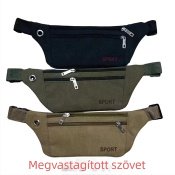 Uniszex vászon deréktáska kültéri sportokra – crossbody stílus, nagy kapacitás, zseb telefonra és pénztárcára