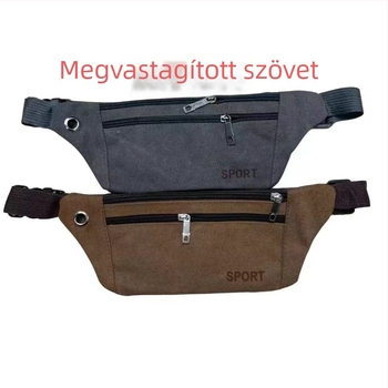 Uniszex vászon deréktáska kültéri sportokra – crossbody stílus, nagy kapacitás, zseb telefonra és pénztárcára
