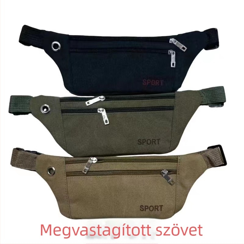 Uniszex vászon deréktáska kültéri sportokra – crossbody stílus, nagy kapacitás, zseb telefonra és pénztárcára