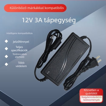 JY 12V 3A tápegység monitorhoz, LED fénycsíkhoz, nyomtatóhoz, levegőpumpához és motorhoz