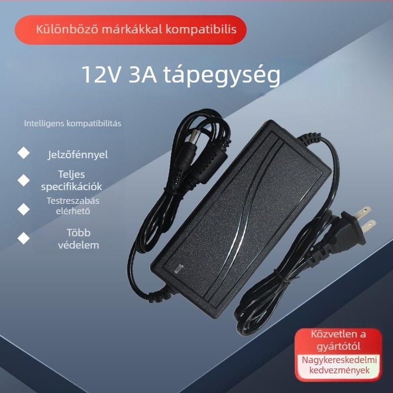 JY 12V 3A tápegység monitorhoz, LED fénycsíkhoz, nyomtatóhoz, levegőpumpához és motorhoz