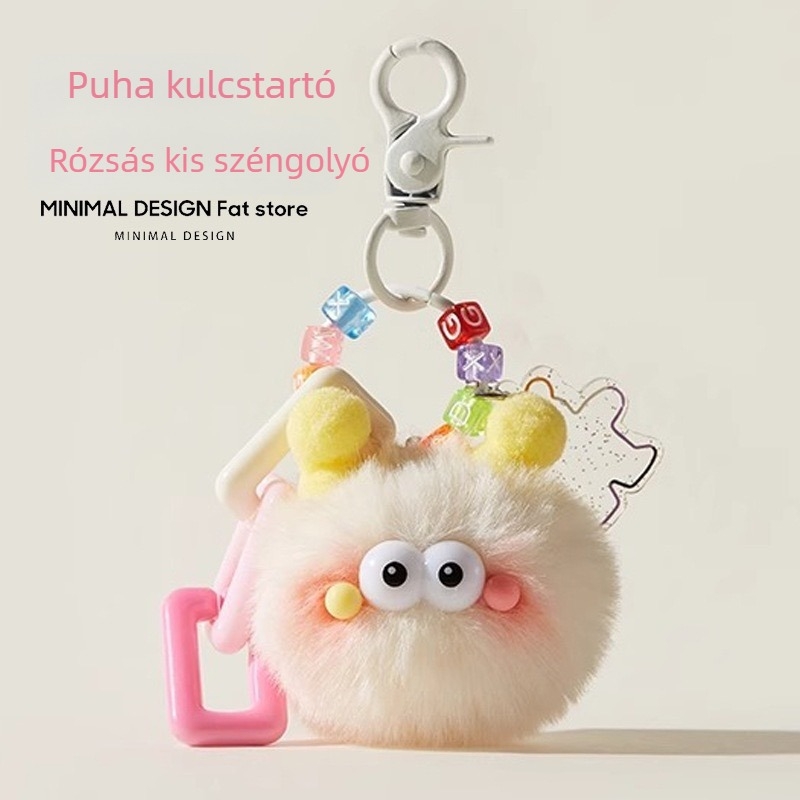 Plüss táskadísz – rajzfilmszerű minta, friss és édes stílus, aranyos megjelenés, 2025 tavasz