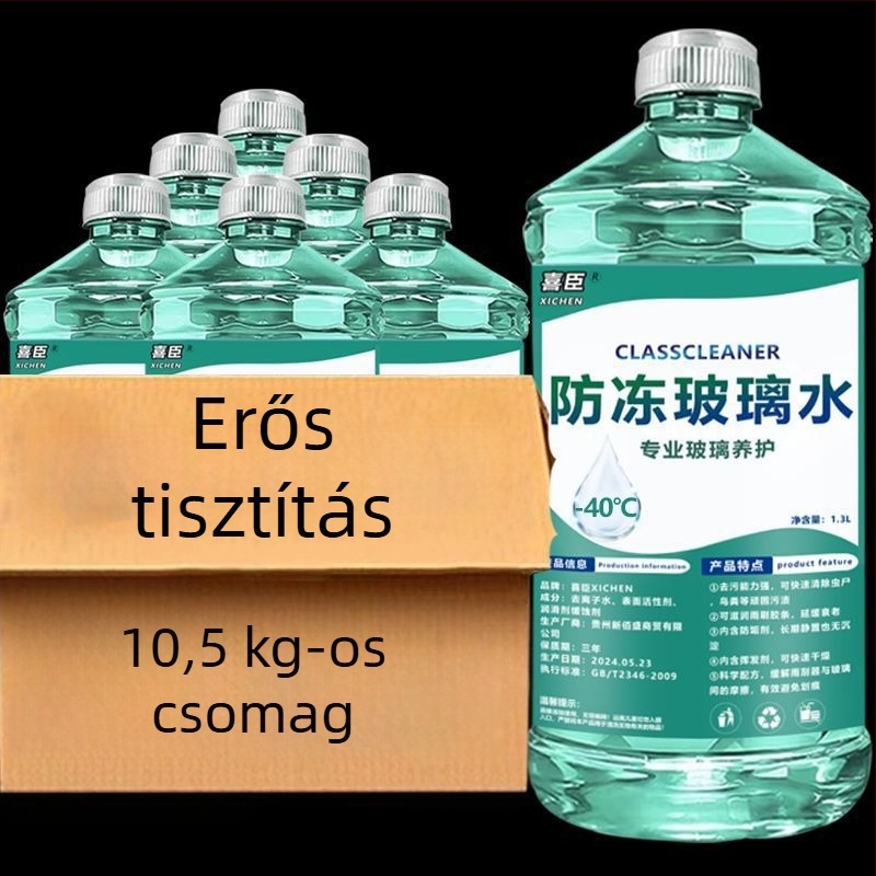 Szélvédőmosó folyadék antifagyasztó -40°C-ig, egész éves használatra, kristályos bevonat és olajfilm eltávolítás