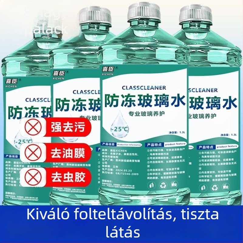 Szélvédőmosó folyadék antifagyasztó -40°C-ig, egész éves használatra, kristályos bevonat és olajfilm eltávolítás