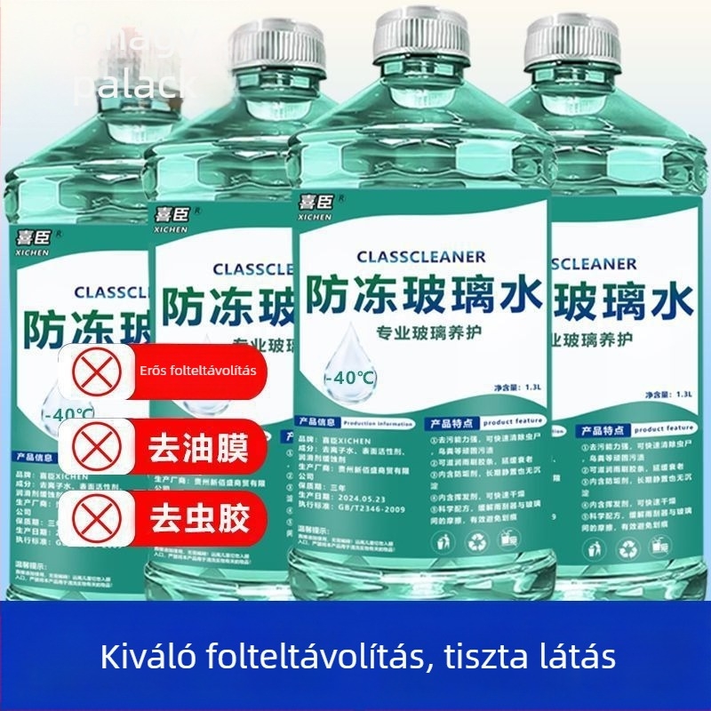Szélvédőmosó folyadék antifagyasztó -40°C-ig, egész éves használatra, kristályos bevonat és olajfilm eltávolítás