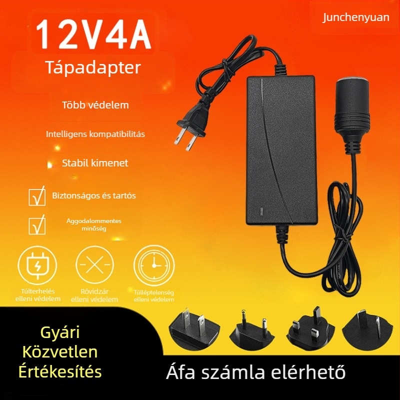 12V 5A tápegység az autó cigarettagyújtóhoz – alkalmas autós porszívókra, levegőpumpákra, hűtőszekrényekre, háztartási készülékekre és vízpumpa monitorozására