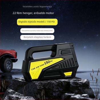 Hordozható autós légpumpa digitális kijelzővel, 12V, 100W, 35 L/perc, 800 g