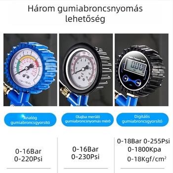 Enjoy gumiabroncsnyomás-mérő, nagy pontosságú digitális kijelző, 0–220 psi tartomány, bar mértékegység, műgyanta és ötvözet anyagú felépítés