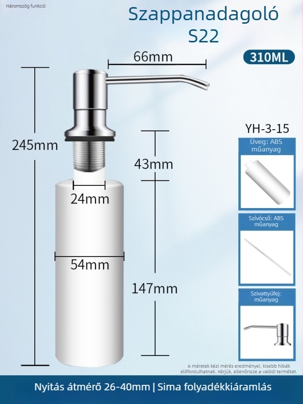 Szappanadagoló, 304 rozsdamentes acélból, kézi nyomású működés, új kínai stílus, konyhai mosogatóhoz